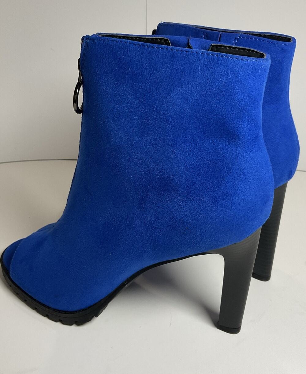 Bar III Dillan Front Zip Shootie (Booties w/ Open Toe) Cobalt Blue Sz 9.5M